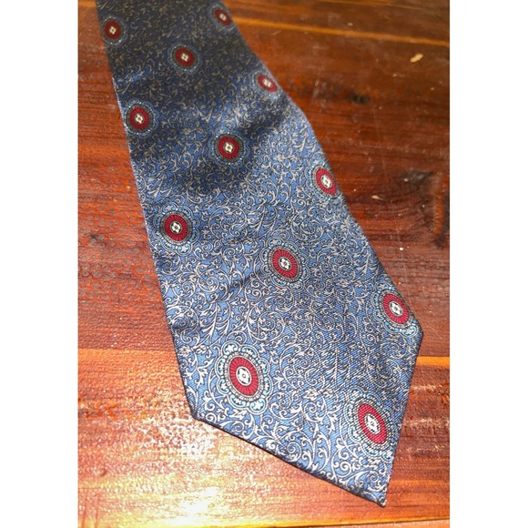 Christian Dior Vintage Blue/Red Tie Medallion pattern - Picture 2 of 6